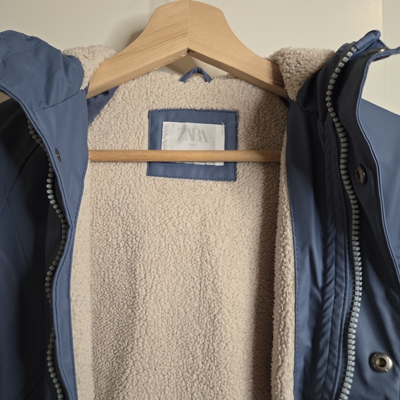 Zara Rubberized Blue Rain Jacket - Picture 3 of 8